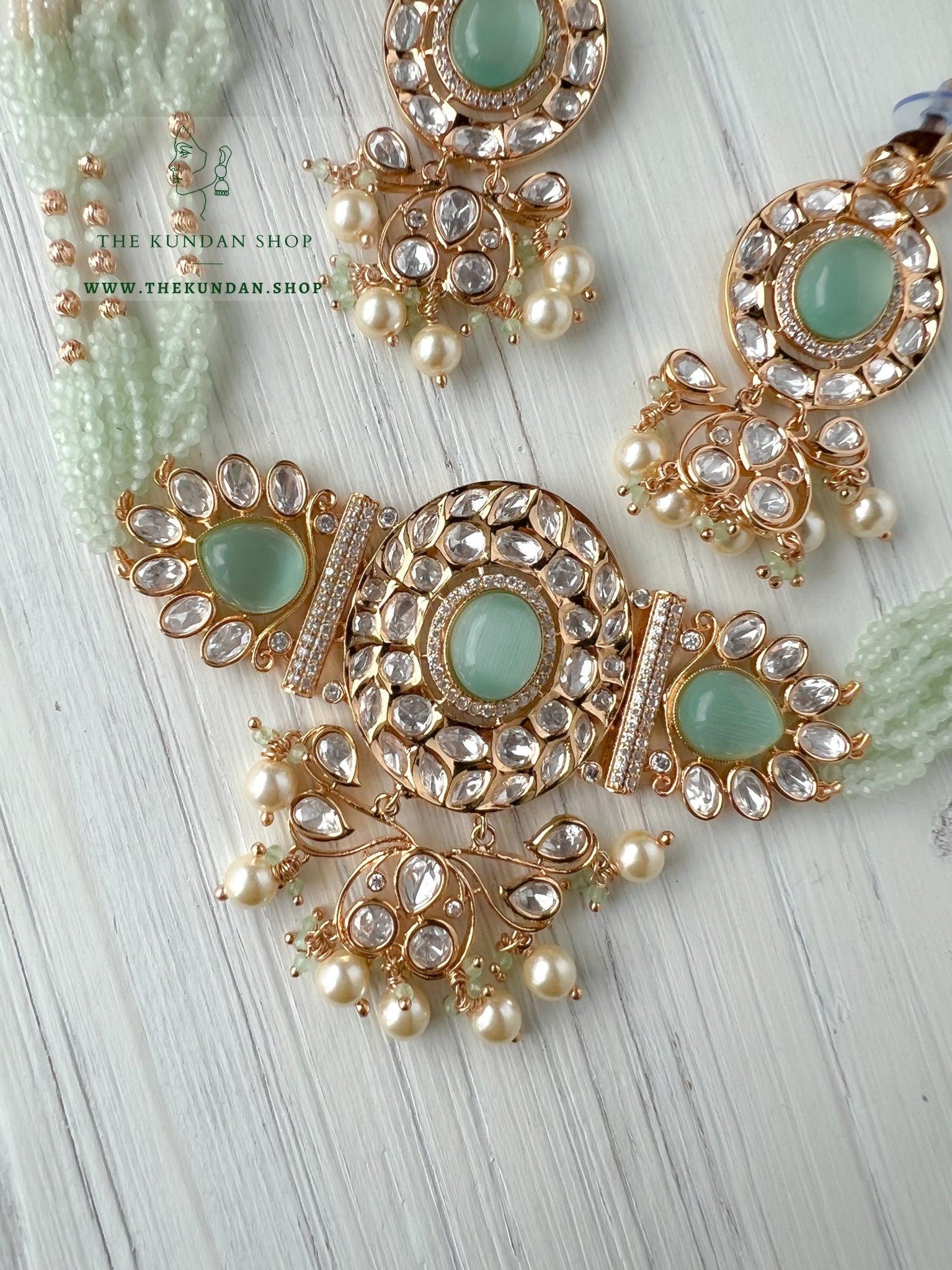 Idyllic Kundan in Mint Necklace Sets THE KUNDAN SHOP 