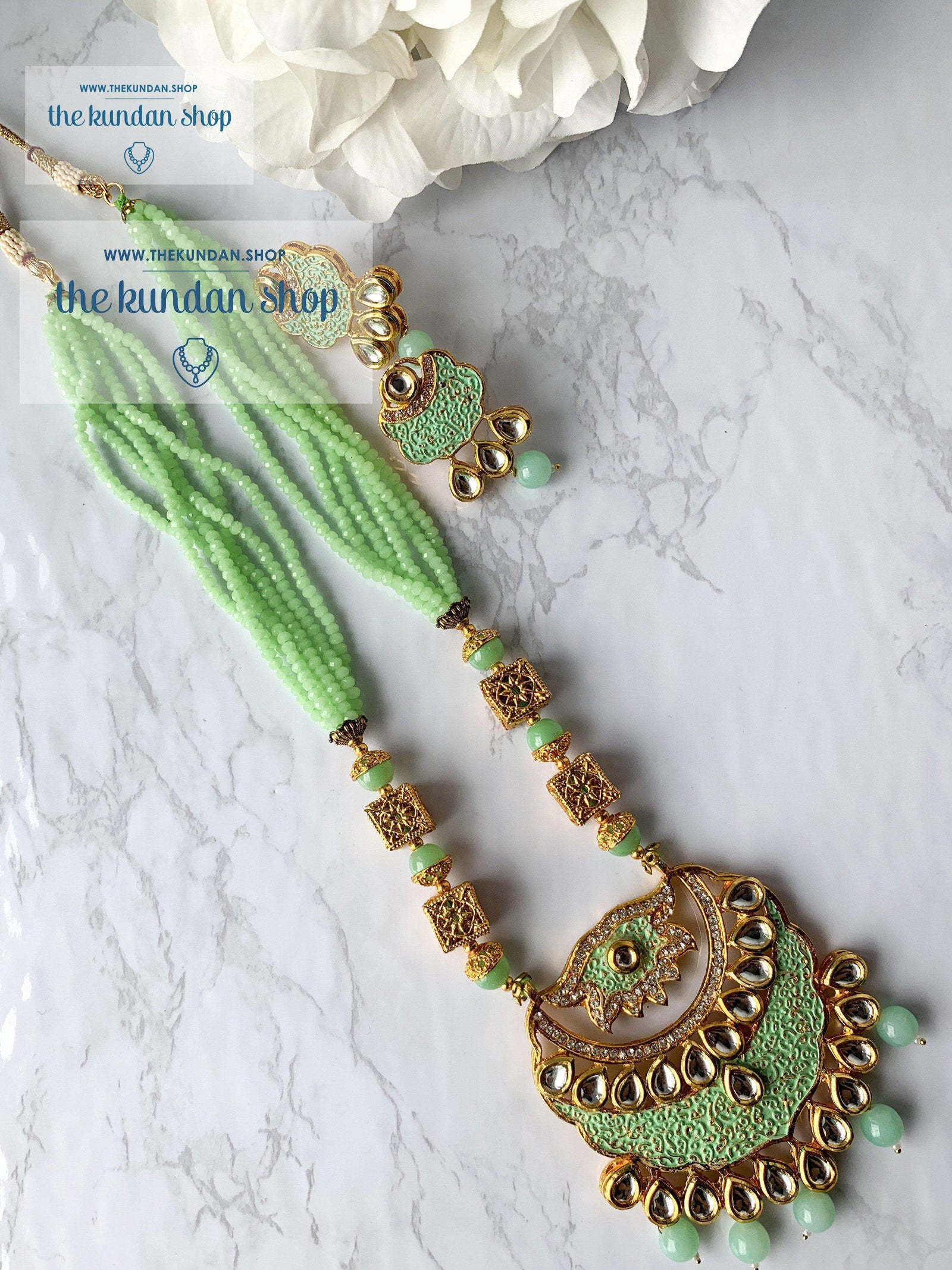Mint Charm Pendant, Necklace Sets - THE KUNDAN SHOP