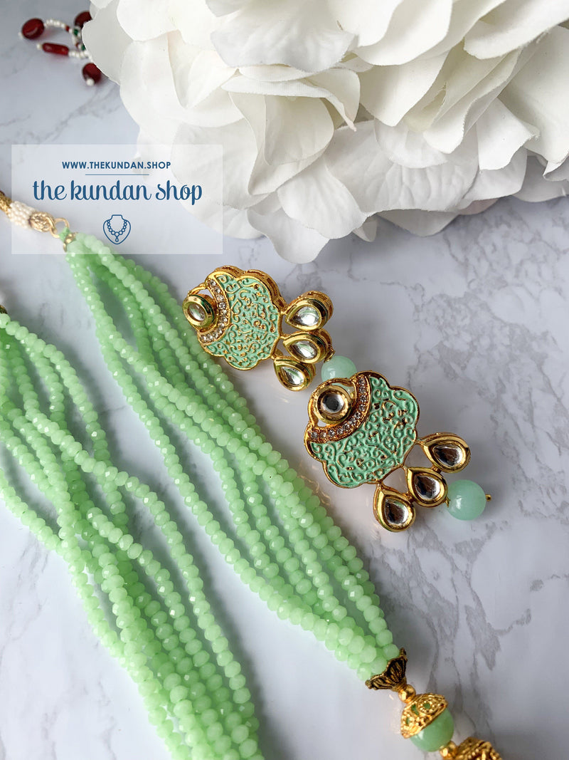 Mint Charm Pendant, Necklace Sets - THE KUNDAN SHOP
