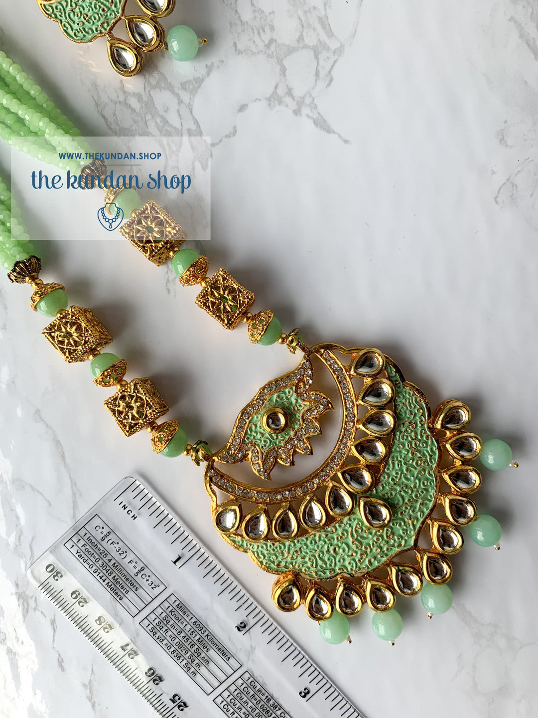 Mint Charm Pendant, Necklace Sets - THE KUNDAN SHOP
