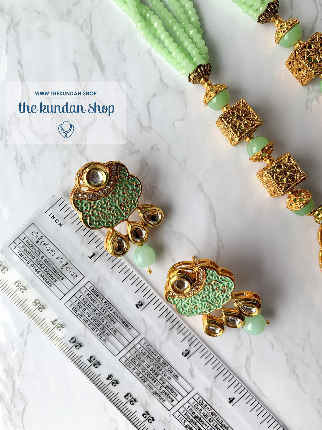 Mint Charm Pendant, Necklace Sets - THE KUNDAN SHOP
