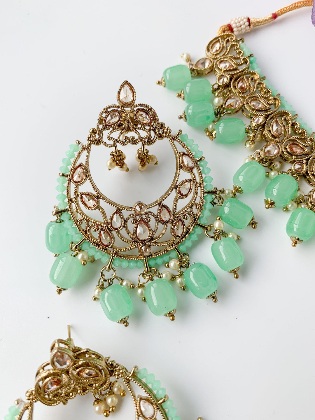 Modest in Mint Necklace Sets THE KUNDAN SHOP 