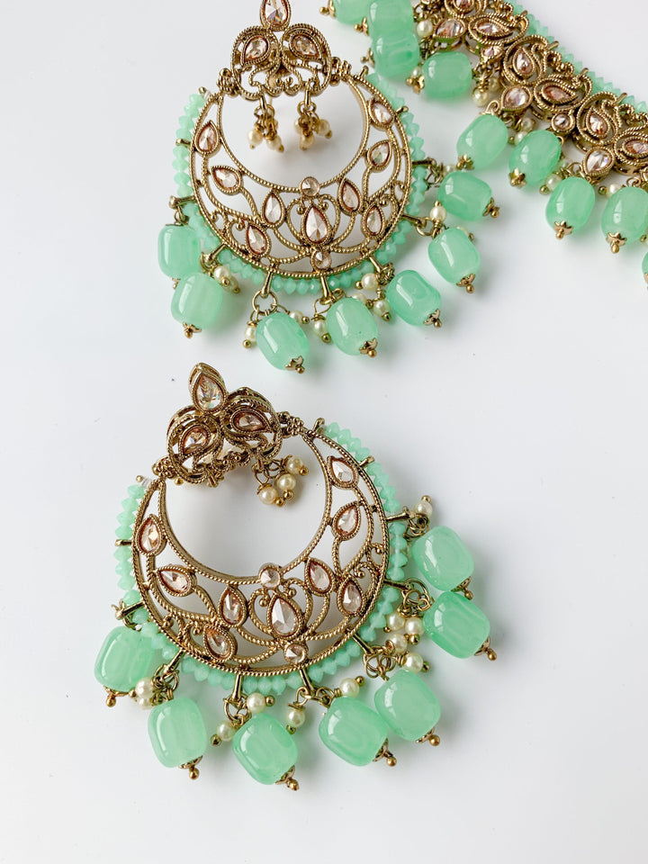 Modest in Mint Necklace Sets THE KUNDAN SHOP 