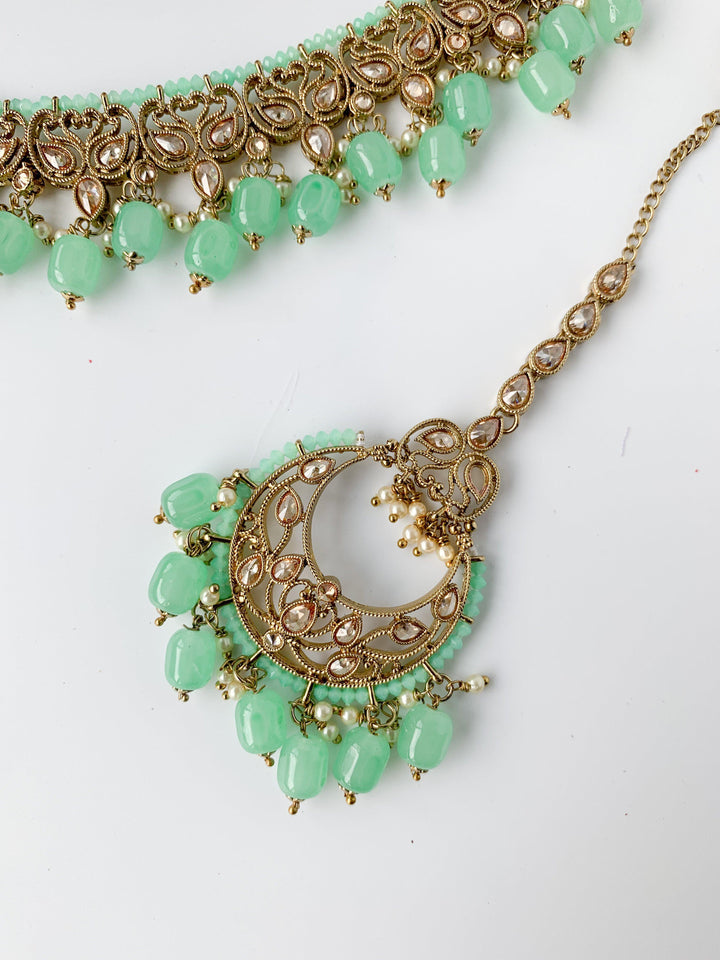 Modest in Mint Necklace Sets THE KUNDAN SHOP 