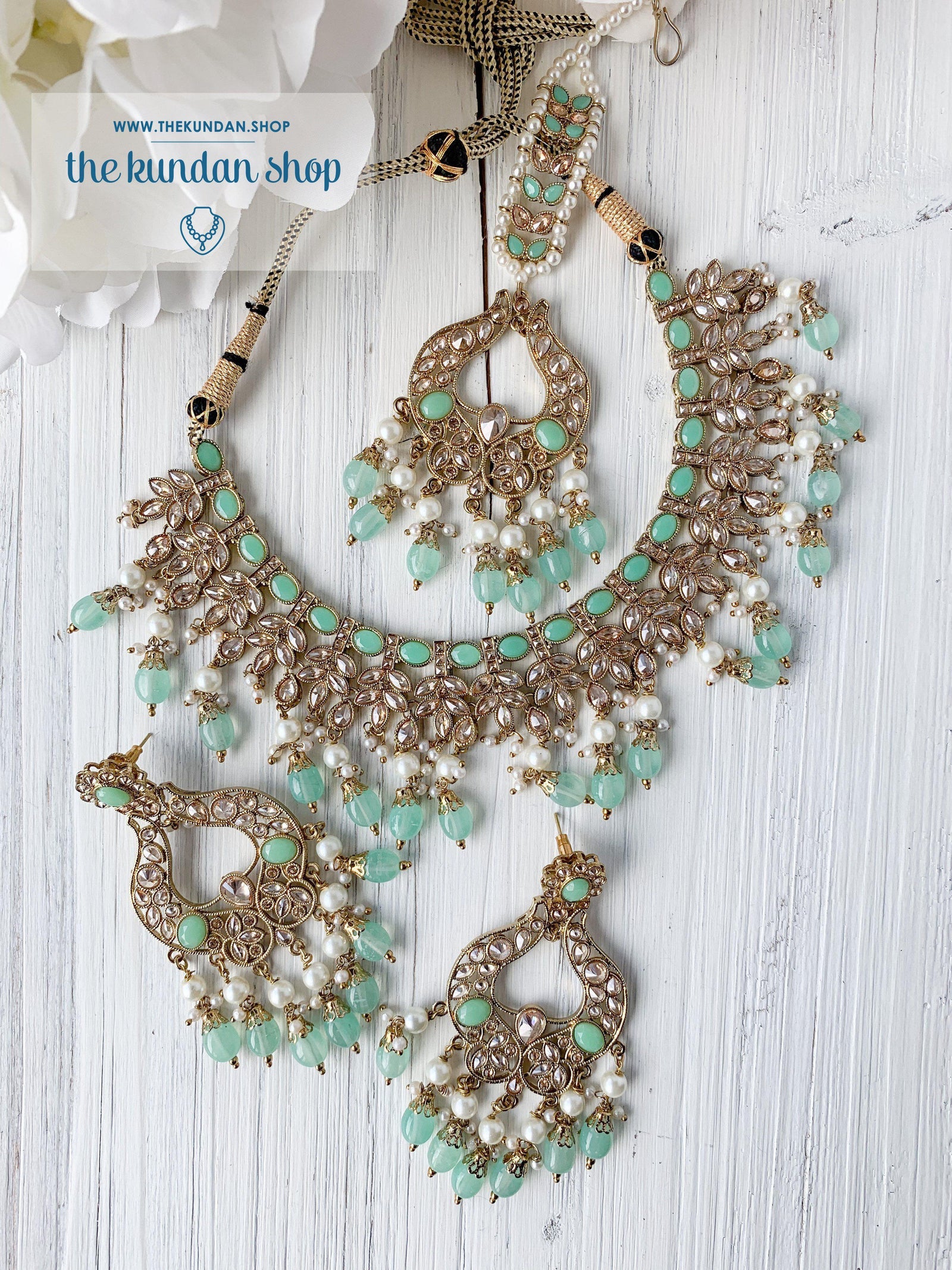 Runaway in Mint Necklace Sets THE KUNDAN SHOP 