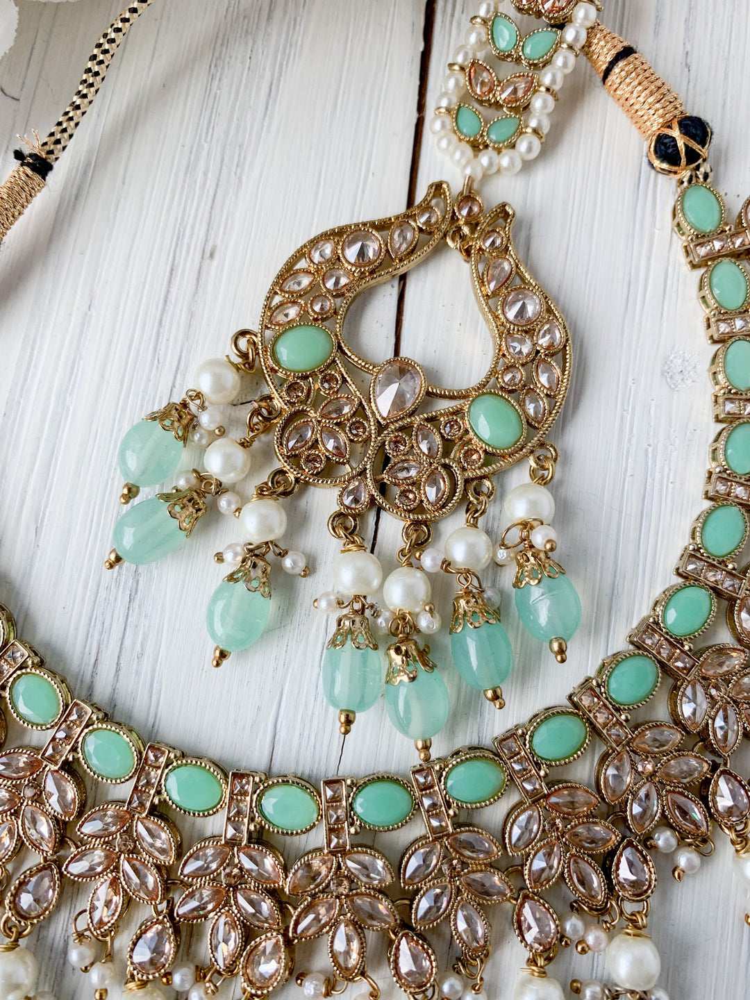 Runaway in Mint Necklace Sets THE KUNDAN SHOP 