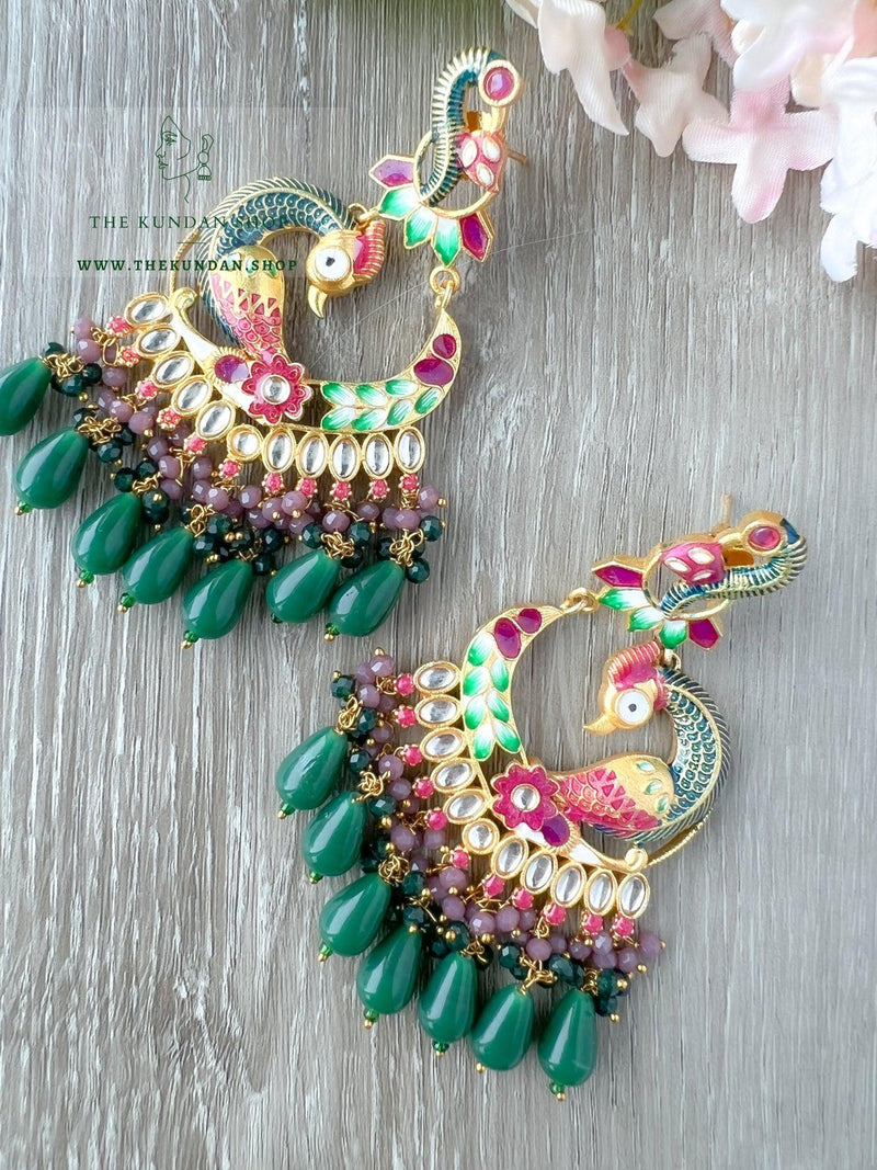 Inseparable Moornis Earrings THE KUNDAN SHOP Green Red 