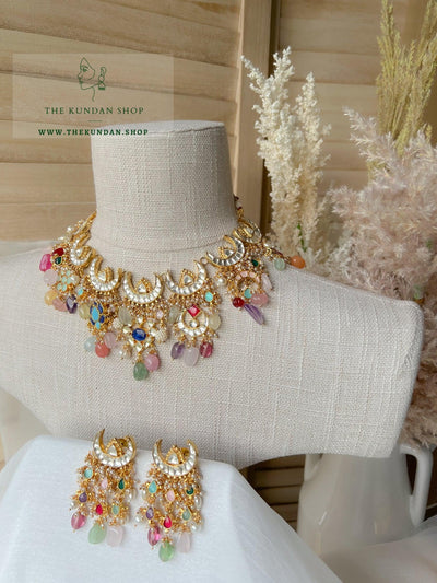 Kundan Crescent in Multi Necklace Sets THE KUNDAN SHOP 