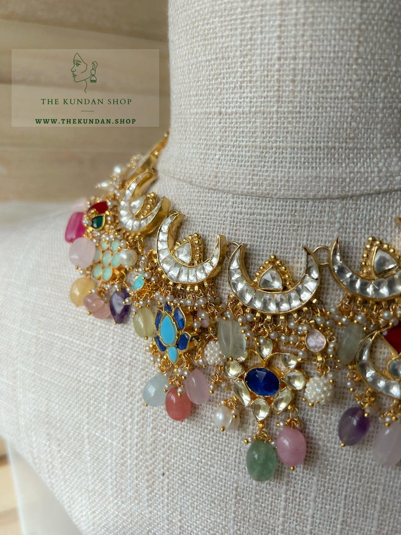 Kundan Crescent in Multi Necklace Sets THE KUNDAN SHOP 