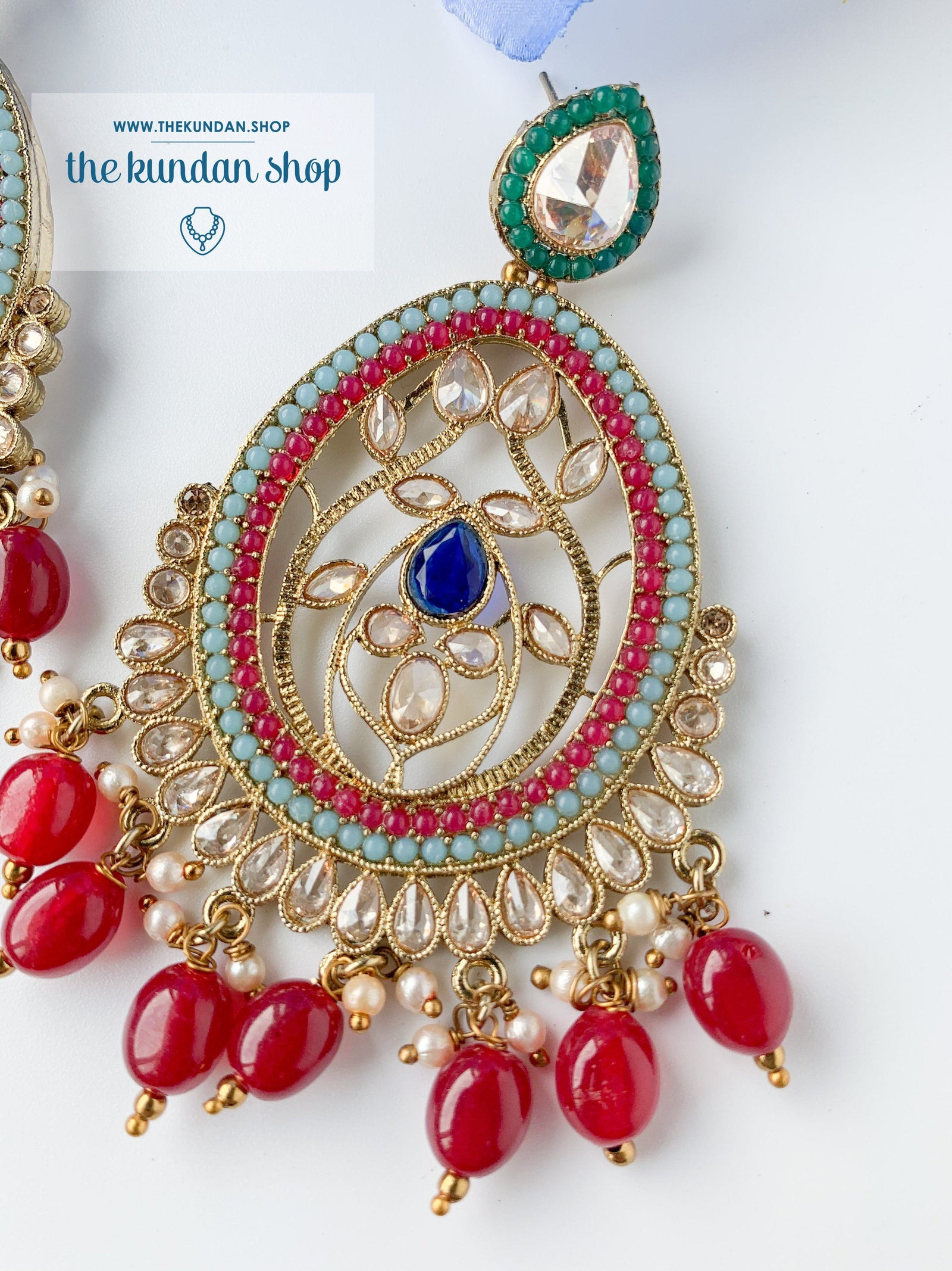 Forgiving in Pearl - Multi Earrings + Tikka THE KUNDAN SHOP 