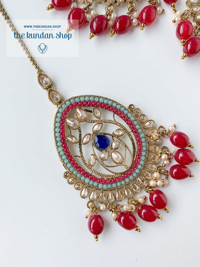 Forgiving in Pearl - Multi Earrings + Tikka THE KUNDAN SHOP 