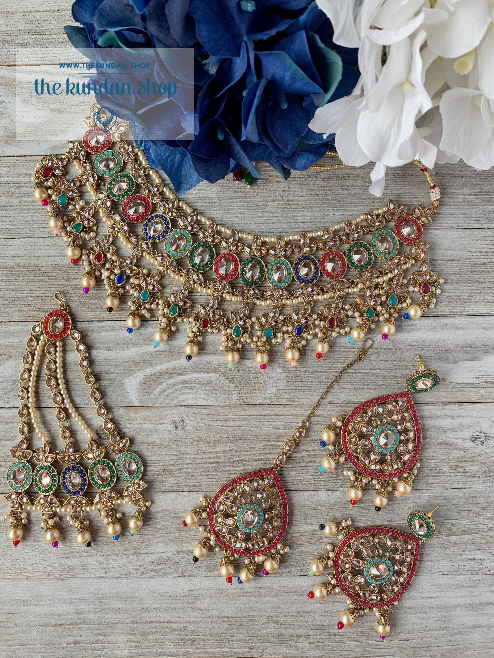 Dignify Set in Multi Necklace Sets THE KUNDAN SHOP 