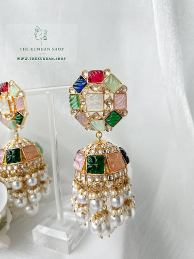 Light Waves Jhumki in Kundan Earrings THE KUNDAN SHOP 