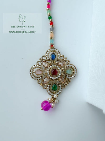 Artful in Multi Earrings + Tikka THE KUNDAN SHOP 