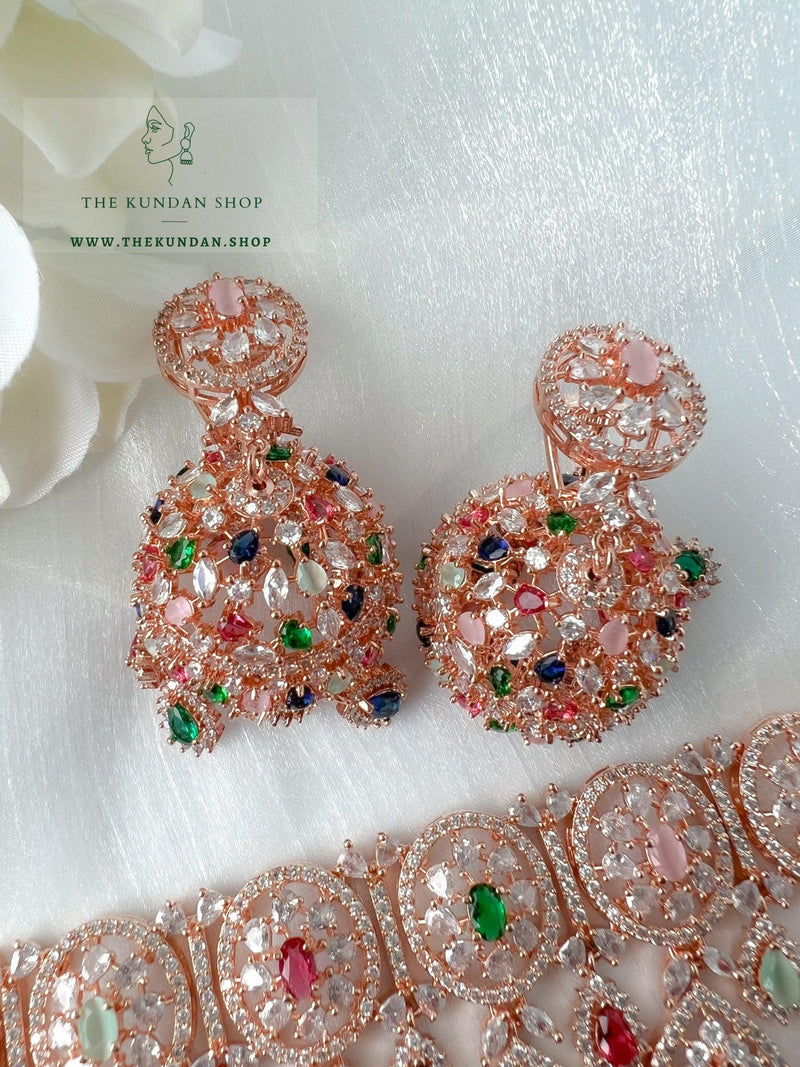 Adore in Rose Gold & Multi Necklace Sets THE KUNDAN SHOP 