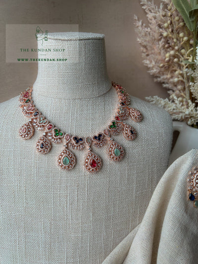 Resilient in Rose Gold & Multi Necklace Sets THE KUNDAN SHOP 