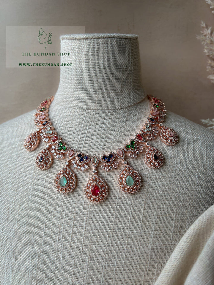 Resilient in Rose Gold & Multi Necklace Sets THE KUNDAN SHOP 