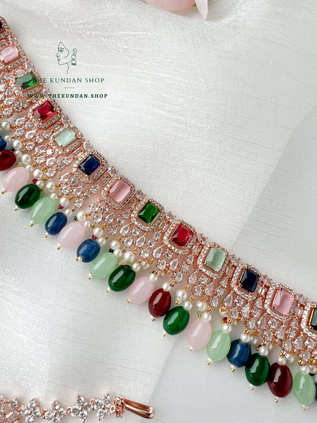 Wholesome in Rose Gold & Multi Necklace Sets THE KUNDAN SHOP 