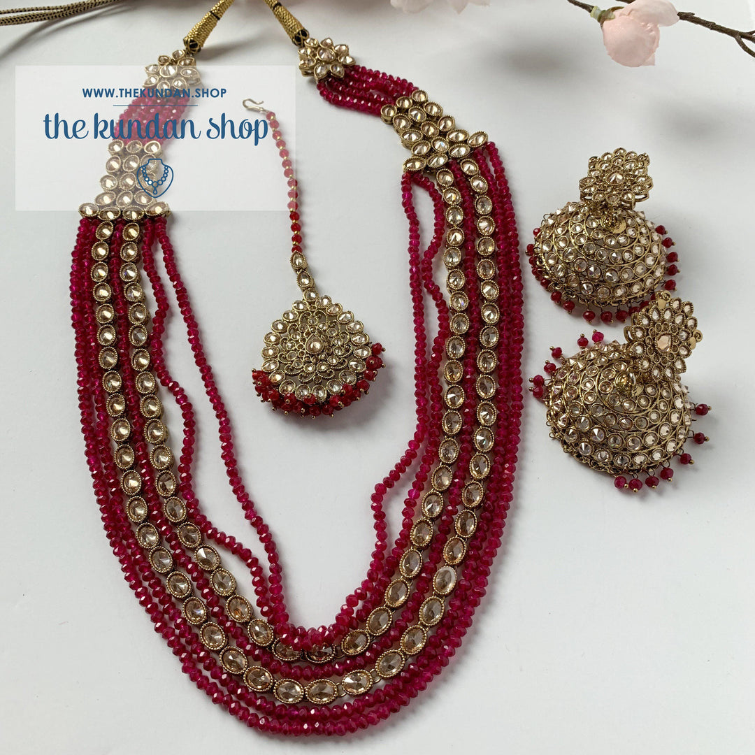 Mystic In Deep Pink, Necklace Sets - THE KUNDAN SHOP