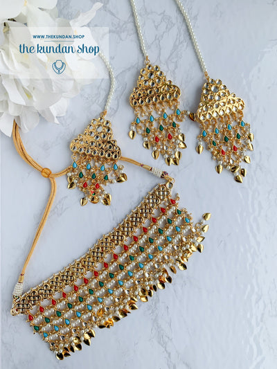 Strangers In Navrattan Necklace Sets THE KUNDAN SHOP Gold 