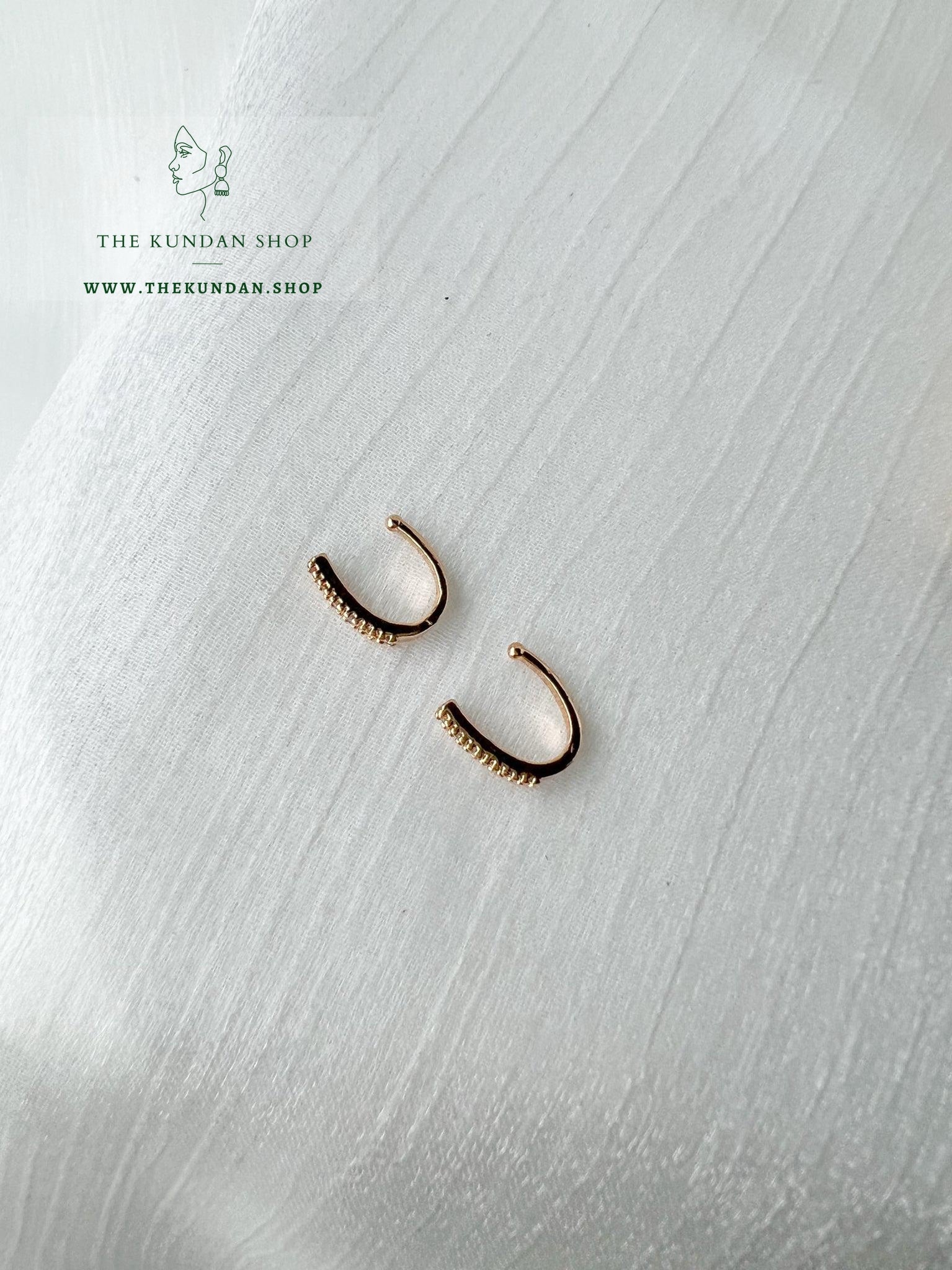 Non Pierced Nose Pin in Gold Polish Naath THE KUNDAN SHOP 