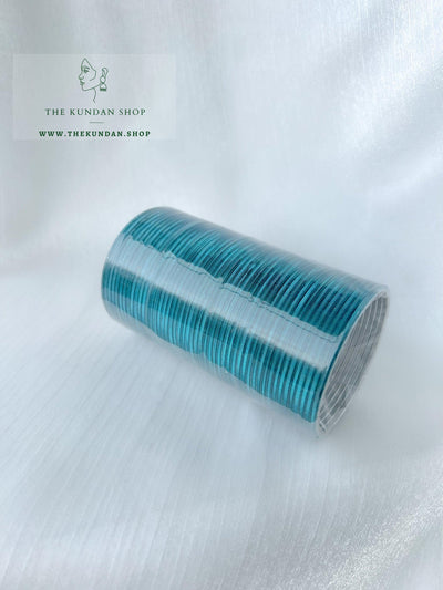 Sheen Bangle Stack - Ocean Blue Bangles THE KUNDAN SHOP 