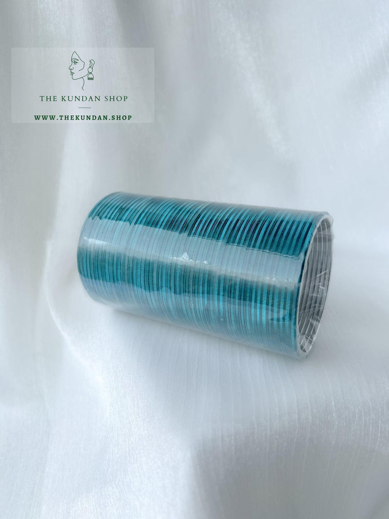 Sheen Bangle Stack - Ocean Blue Bangles THE KUNDAN SHOP 