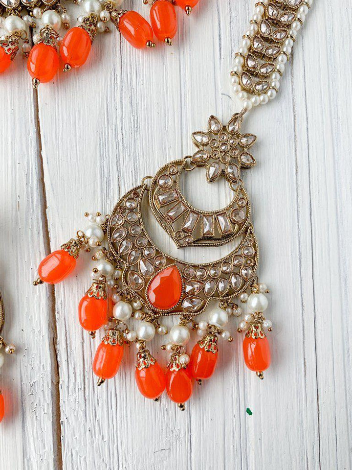 Audacious in Orange Necklace Sets THE KUNDAN SHOP 