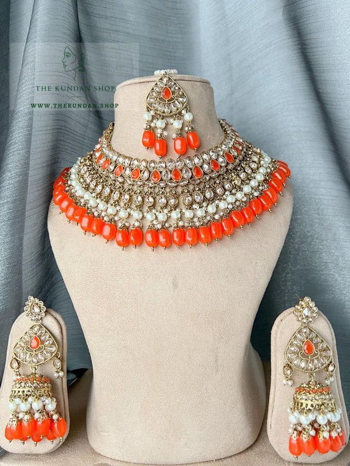 Influential in Orange Necklace Sets THE KUNDAN SHOP 