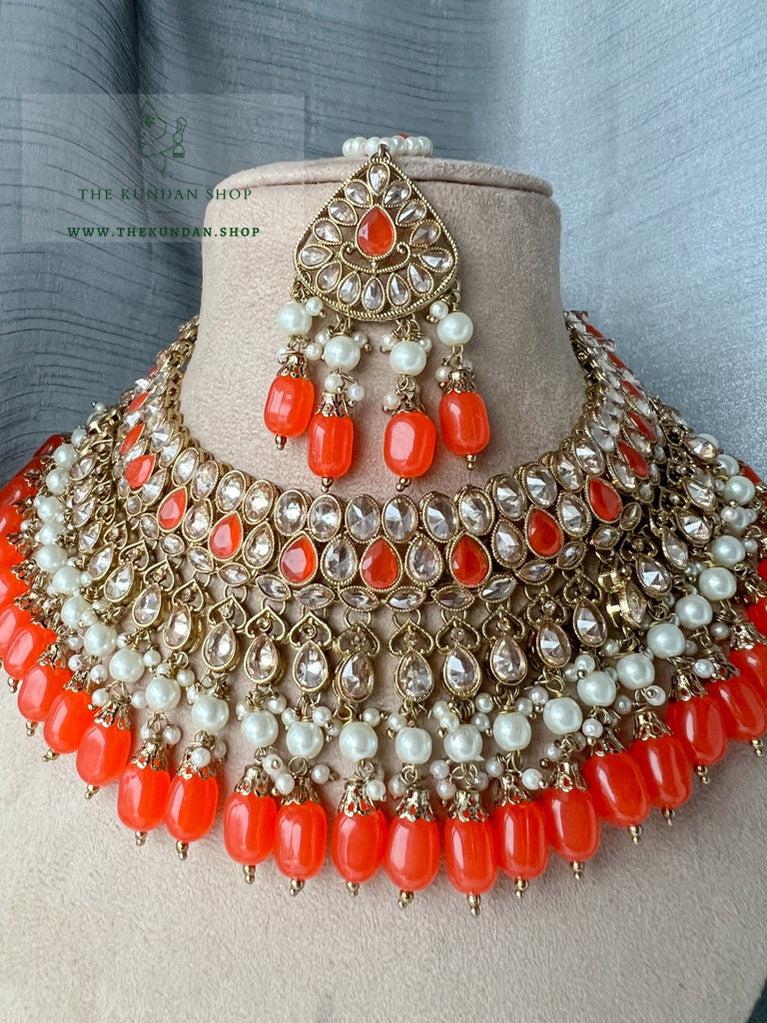 Influential in Orange Necklace Sets THE KUNDAN SHOP 