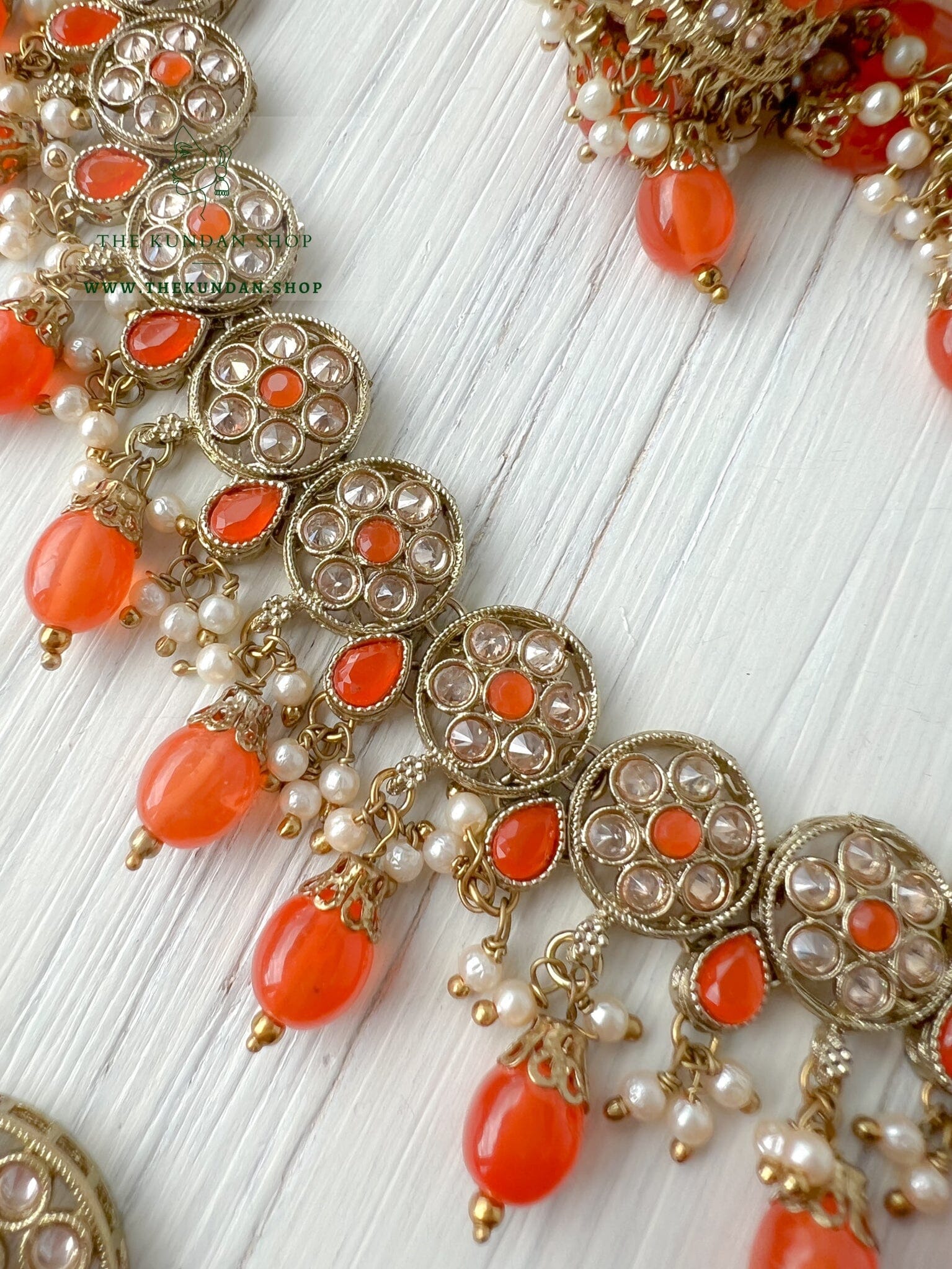 A Nice Touch in Orange Necklace Sets THE KUNDAN SHOP 