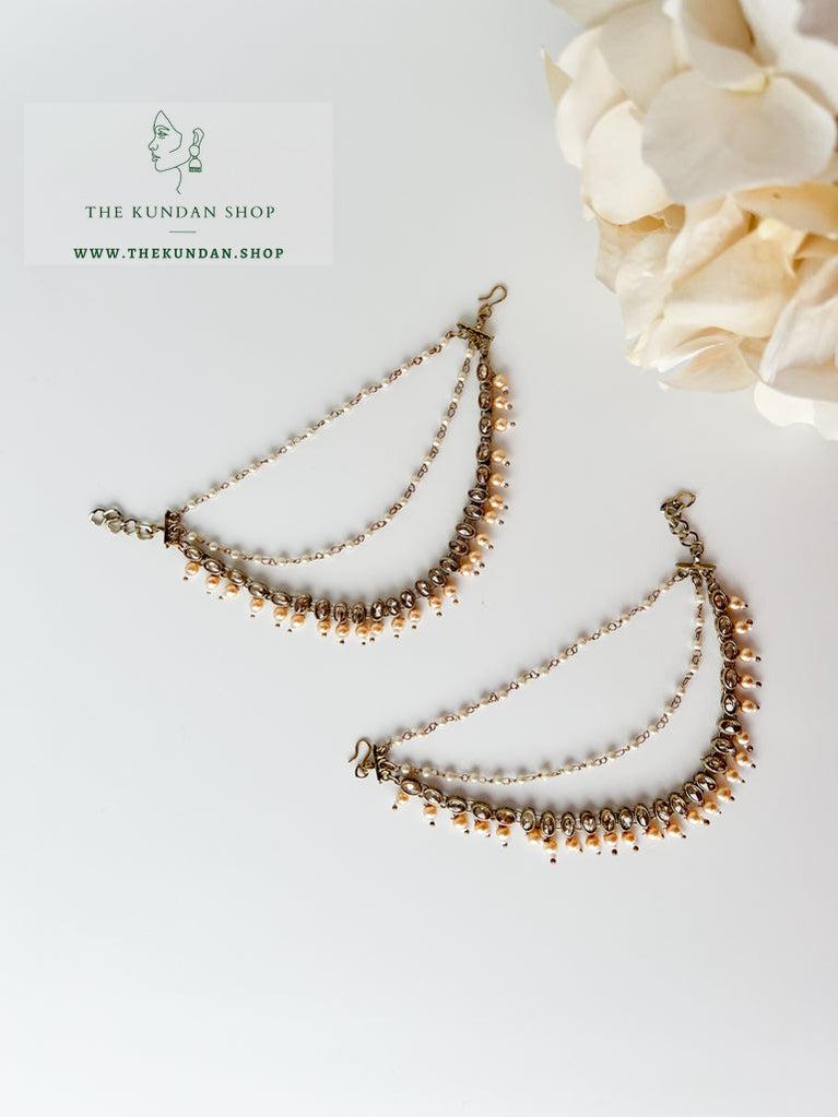 Drops of Polki in Champagne - Saharay Sahara Earrings THE KUNDAN SHOP 