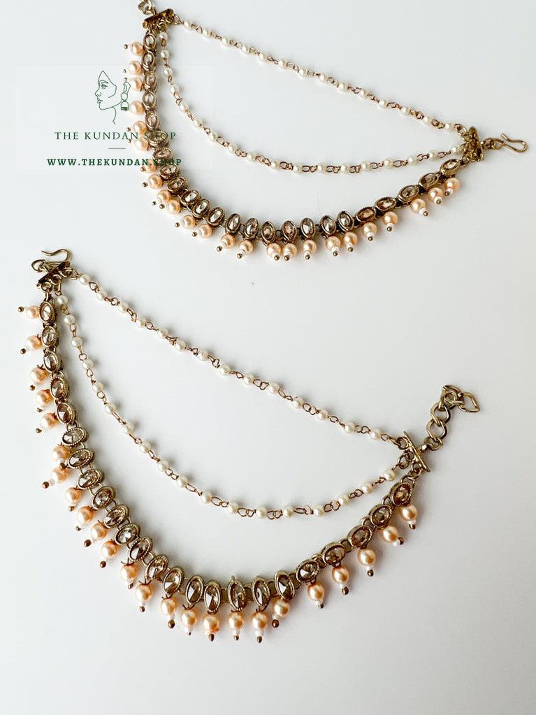 Drops of Polki in Champagne - Saharay Sahara Earrings THE KUNDAN SHOP 