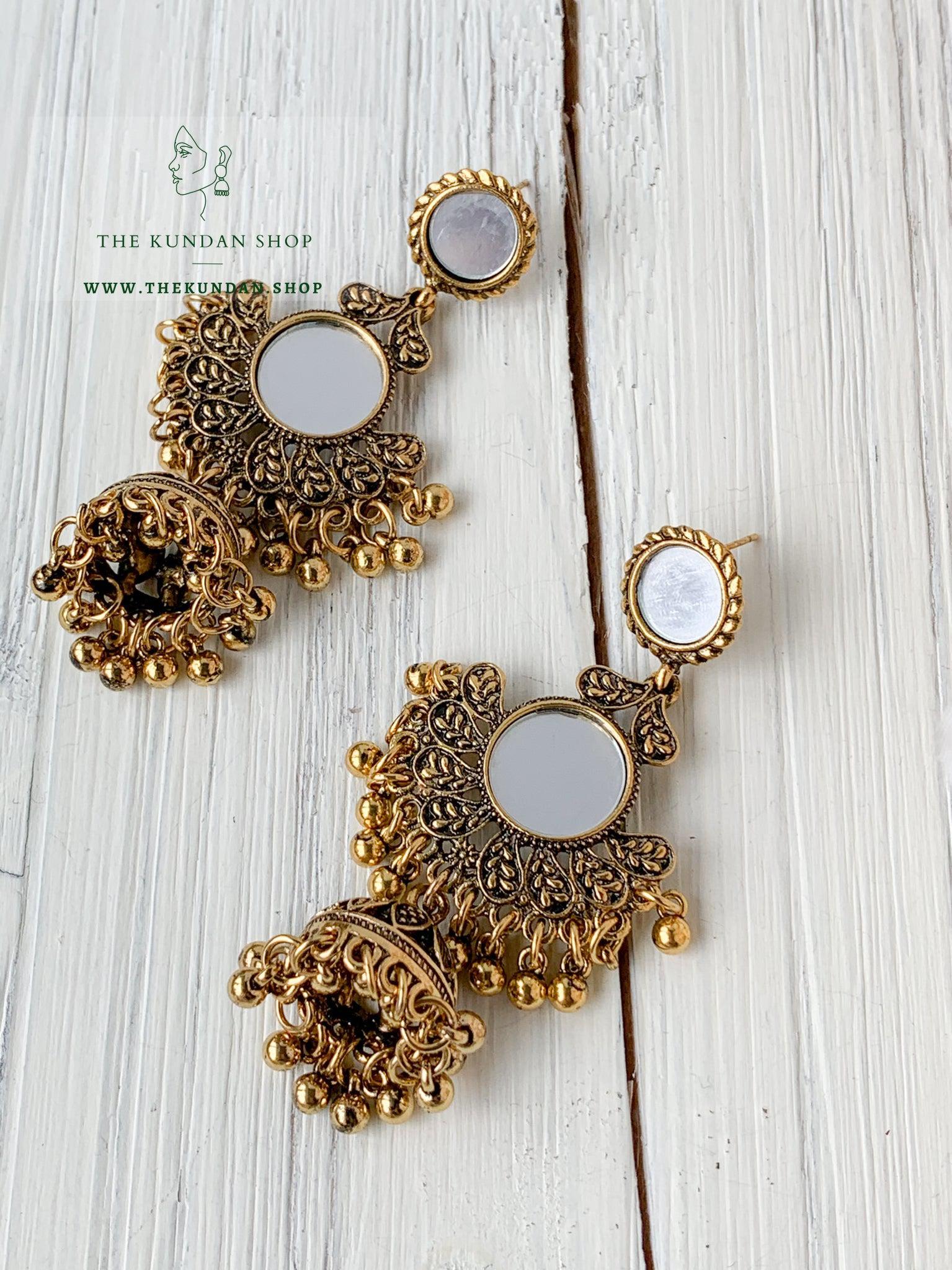 Double Sheesha Jhumkis Earrings THE KUNDAN SHOP 