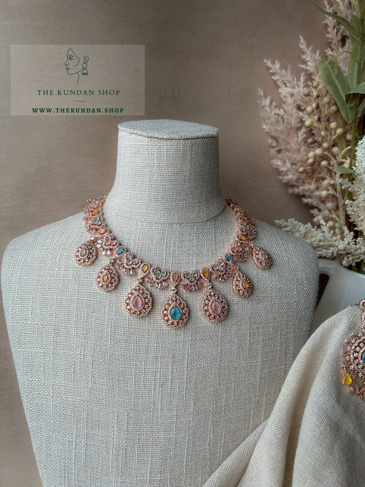 Resilient in Rose Gold & Pastels Necklace Sets THE KUNDAN SHOP 
