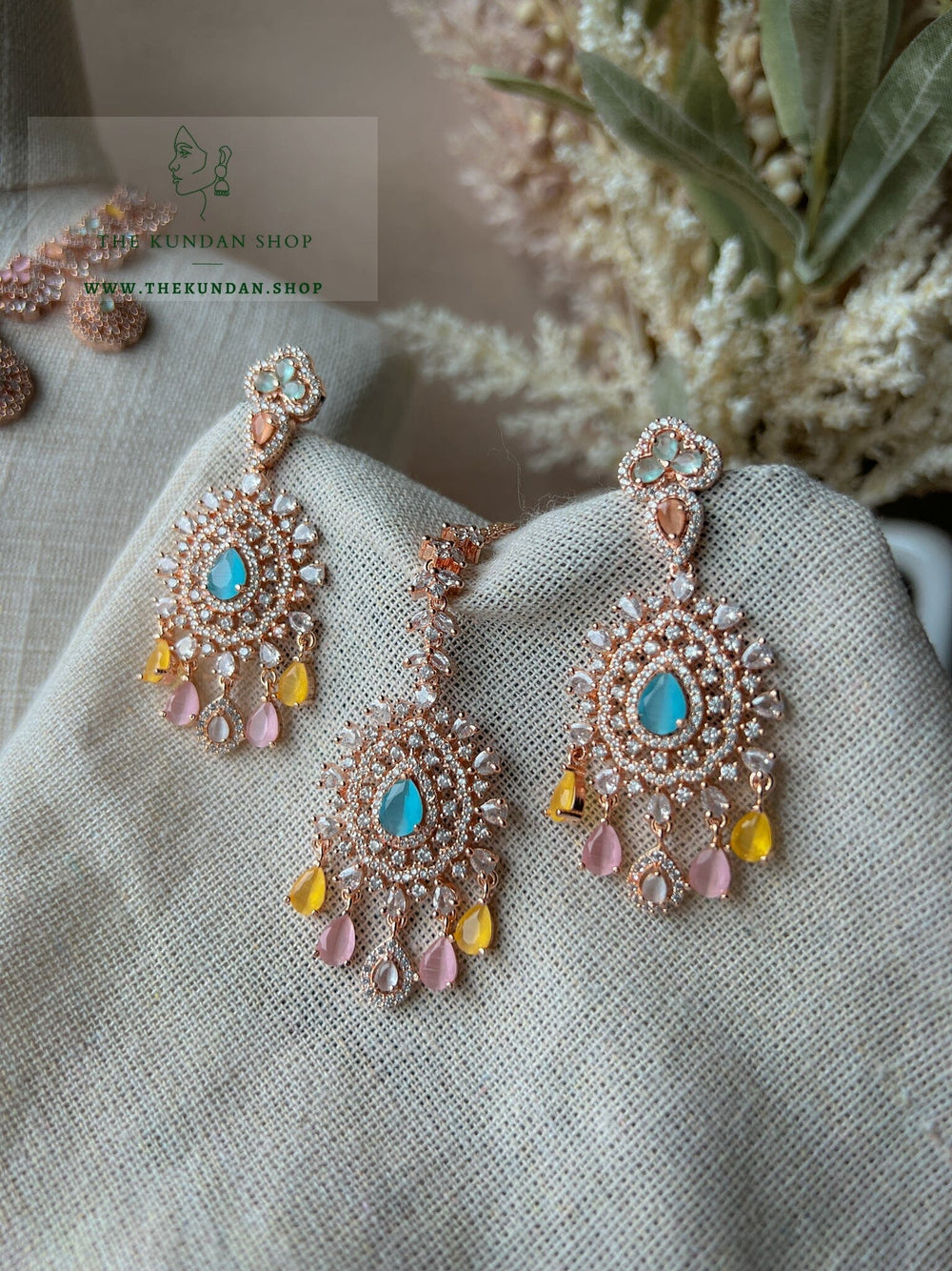 Resilient in Rose Gold & Pastels Necklace Sets THE KUNDAN SHOP 