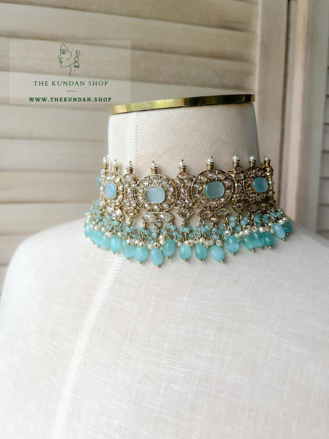 Temptation in Pastel Blue Necklace Sets THE KUNDAN SHOP 