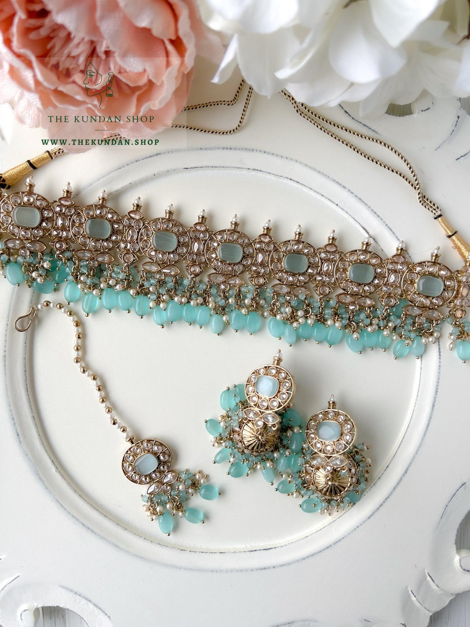 Temptation in Pastel Blue Necklace Sets THE KUNDAN SHOP 