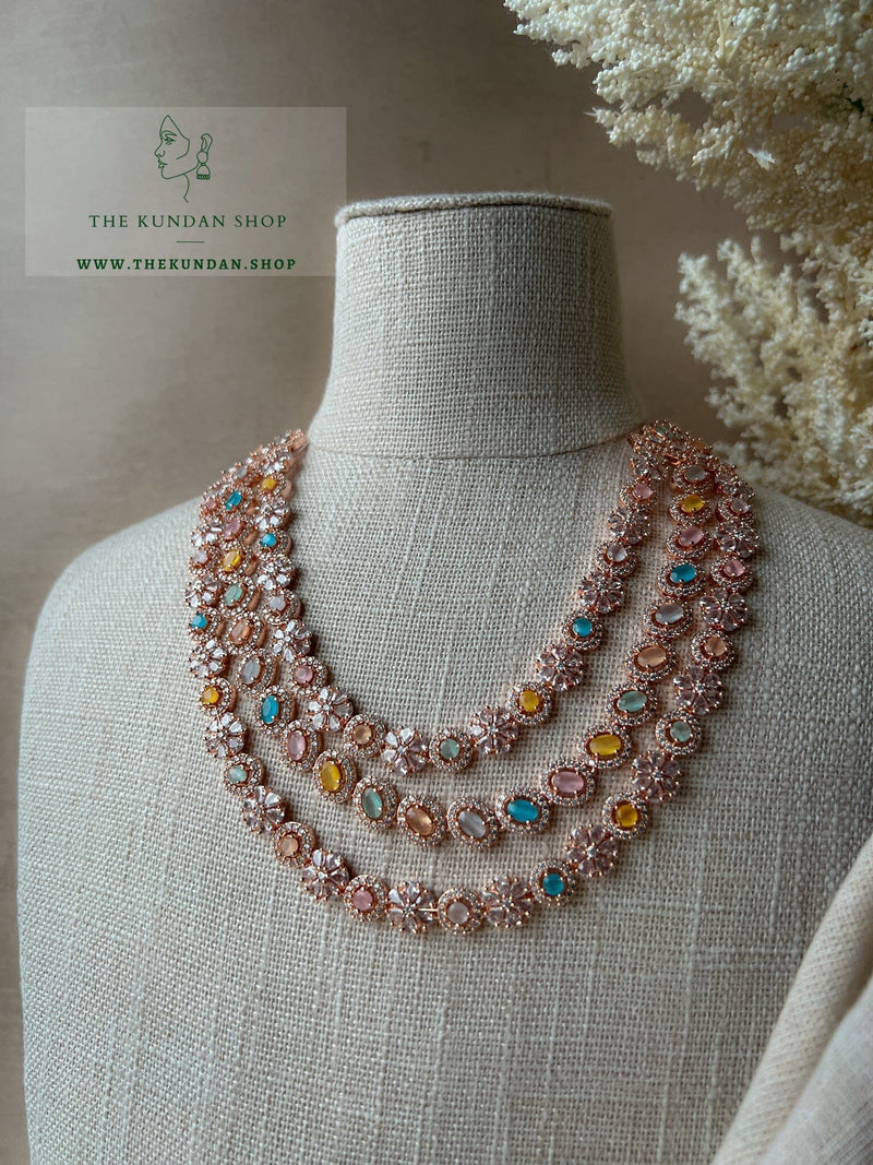 React in Rose Gold & Pastels Necklace Sets THE KUNDAN SHOP 