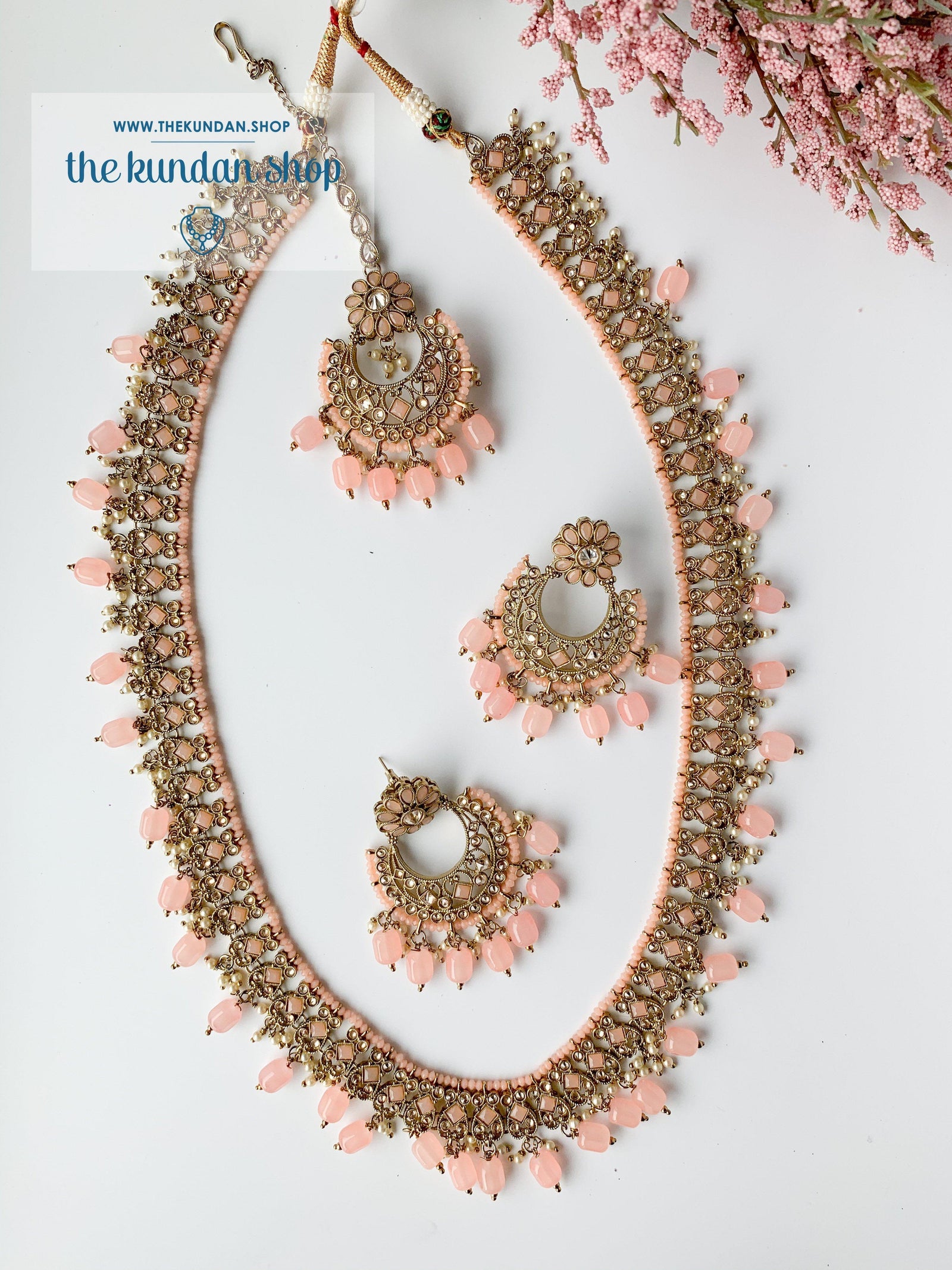 Dynamic in Peach Necklace Sets THE KUNDAN SHOP 