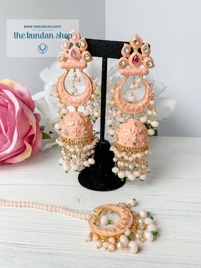 Persuasive in Peach Earrings + Tikka THE KUNDAN SHOP 