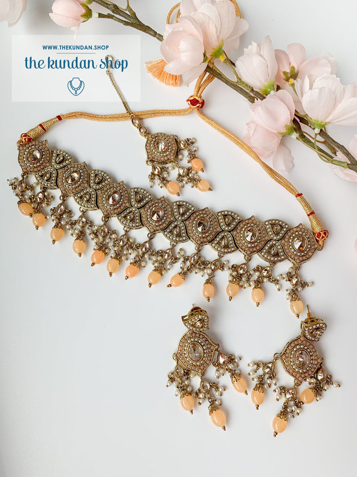 Entangled in Peach Necklace Sets THE KUNDAN SHOP 