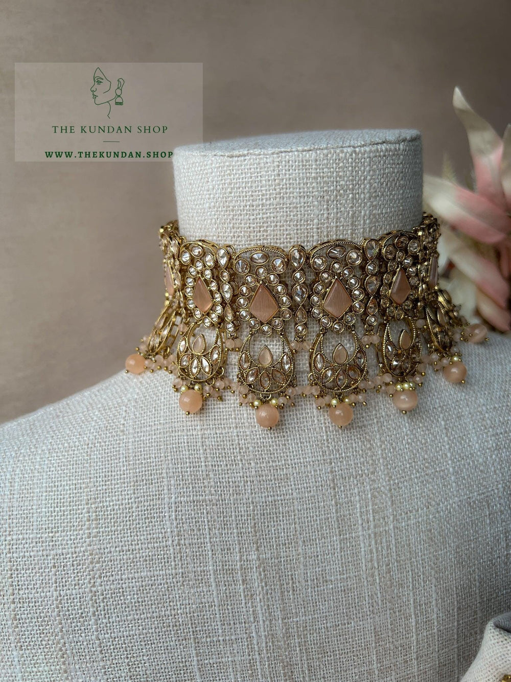 Promising Polki in Peach Necklace Sets THE KUNDAN SHOP 