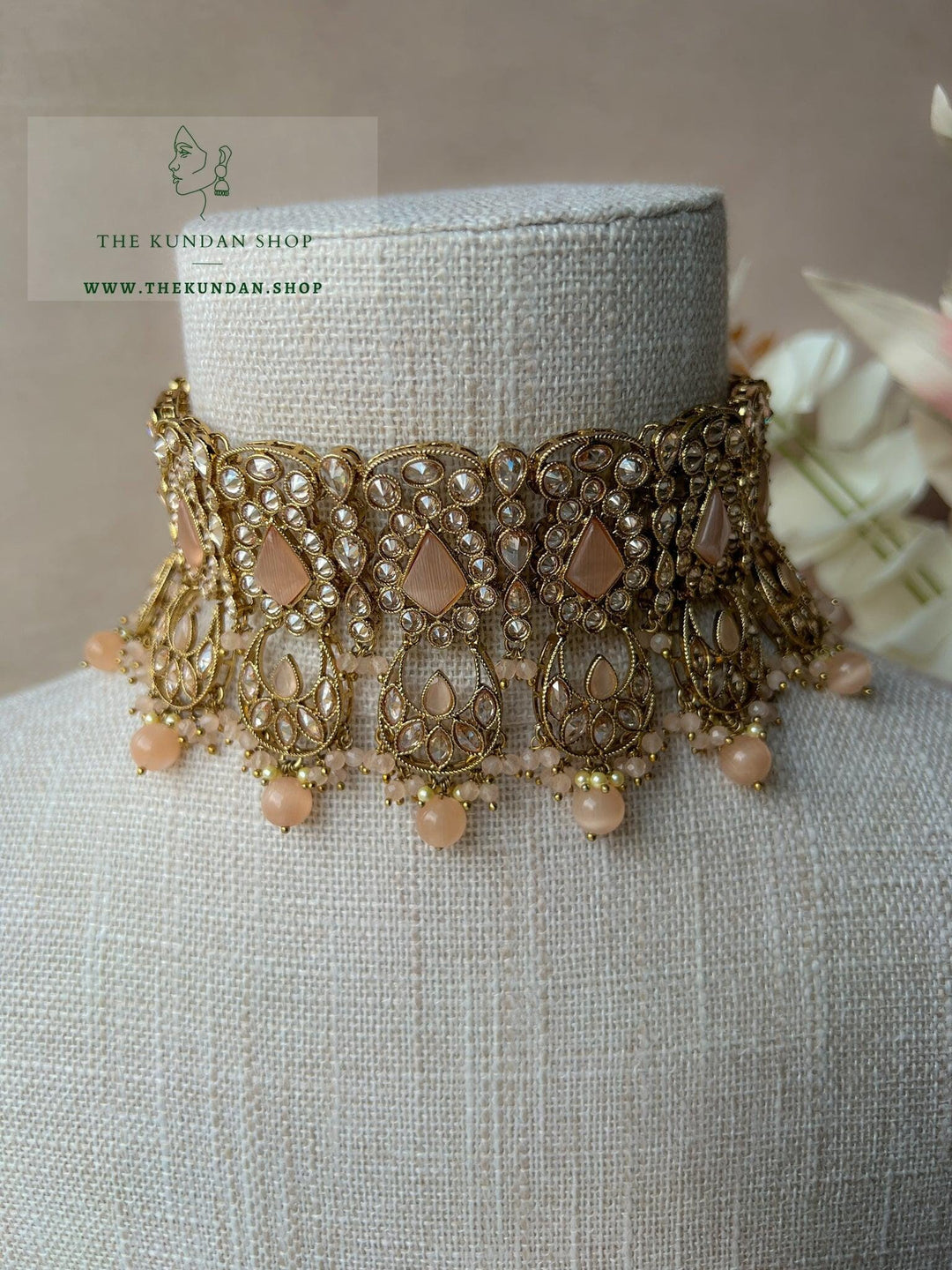 Promising Polki in Peach Necklace Sets THE KUNDAN SHOP 