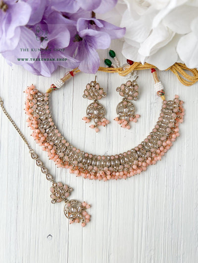 Sensitive in Peach Necklace Sets THE KUNDAN SHOP 