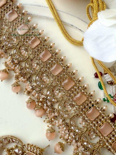 Love Always in Peach Necklace Sets THE KUNDAN SHOP 