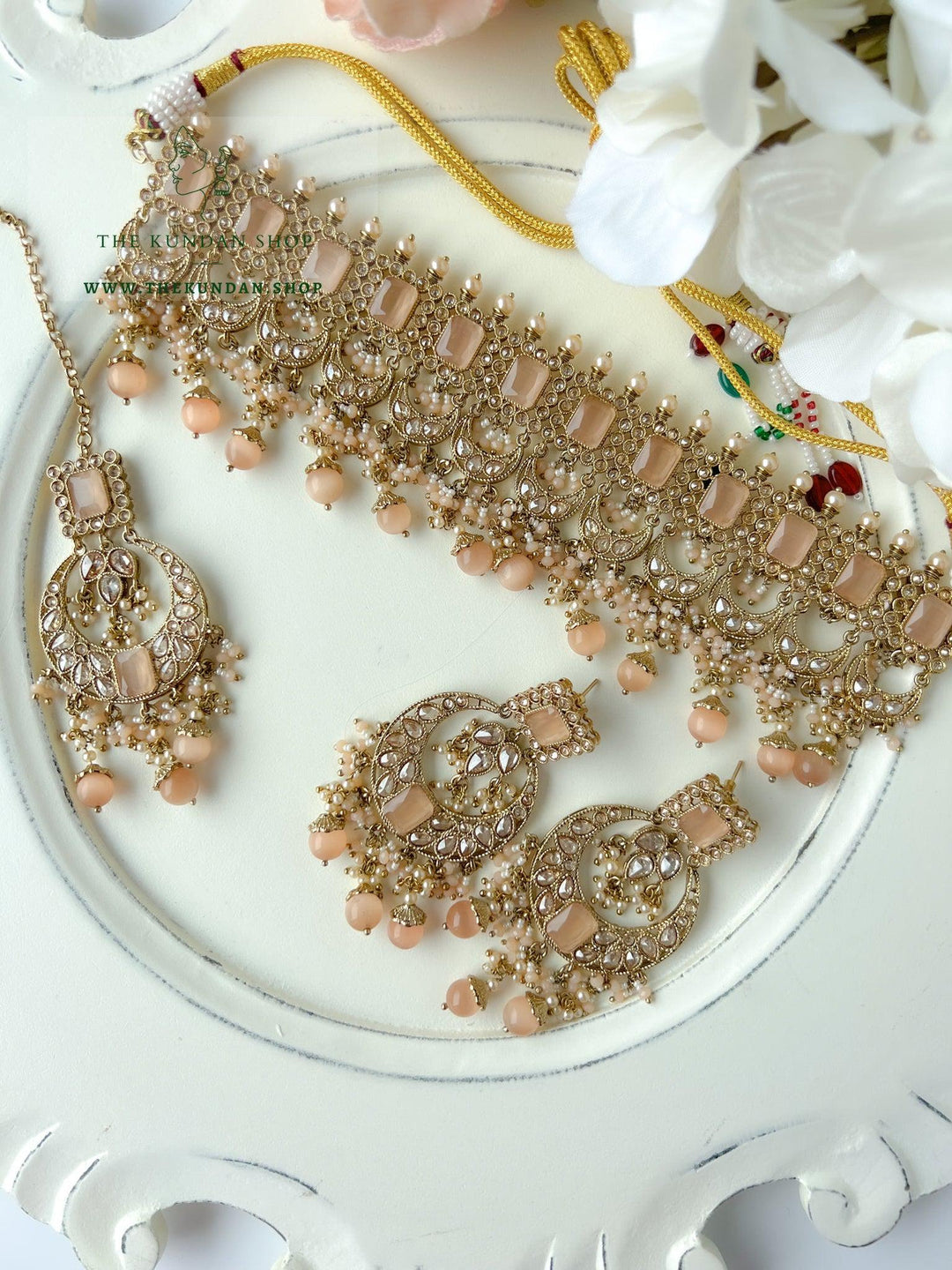 Love Always in Peach Necklace Sets THE KUNDAN SHOP 