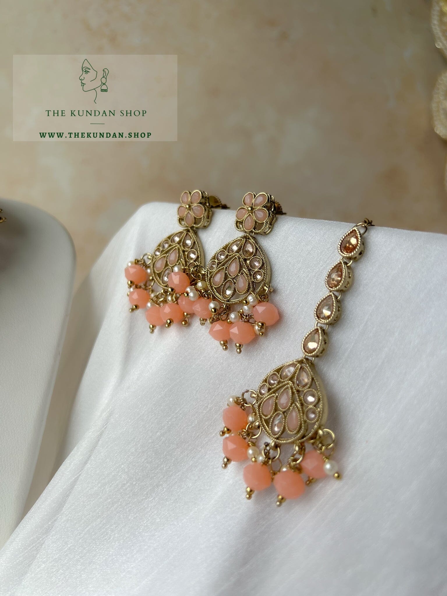 Imagine Polki in Peach Necklace Sets THE KUNDAN SHOP 