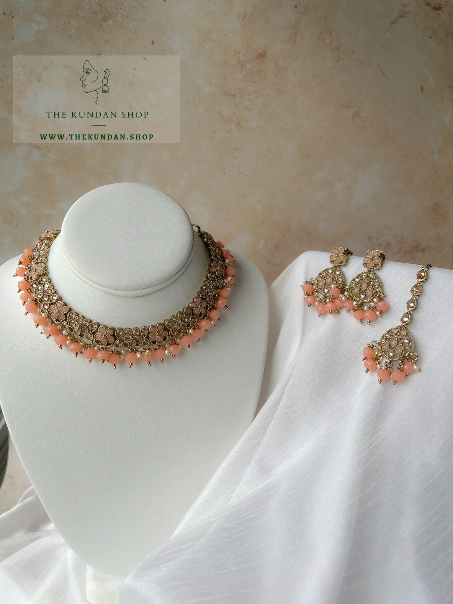 Imagine Polki in Peach Necklace Sets THE KUNDAN SHOP 