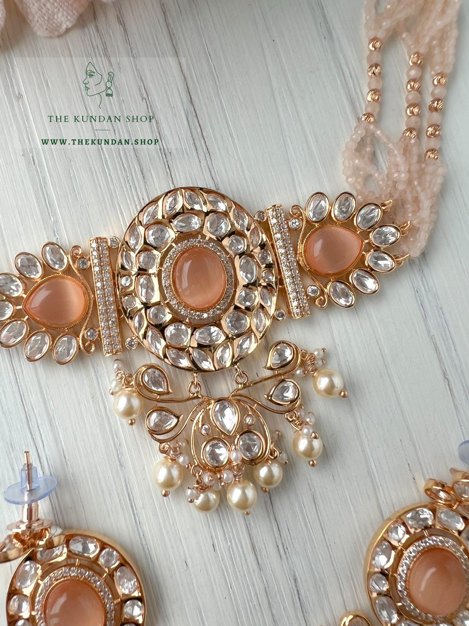 Idyllic Kundan in Peach Necklace Sets THE KUNDAN SHOP 